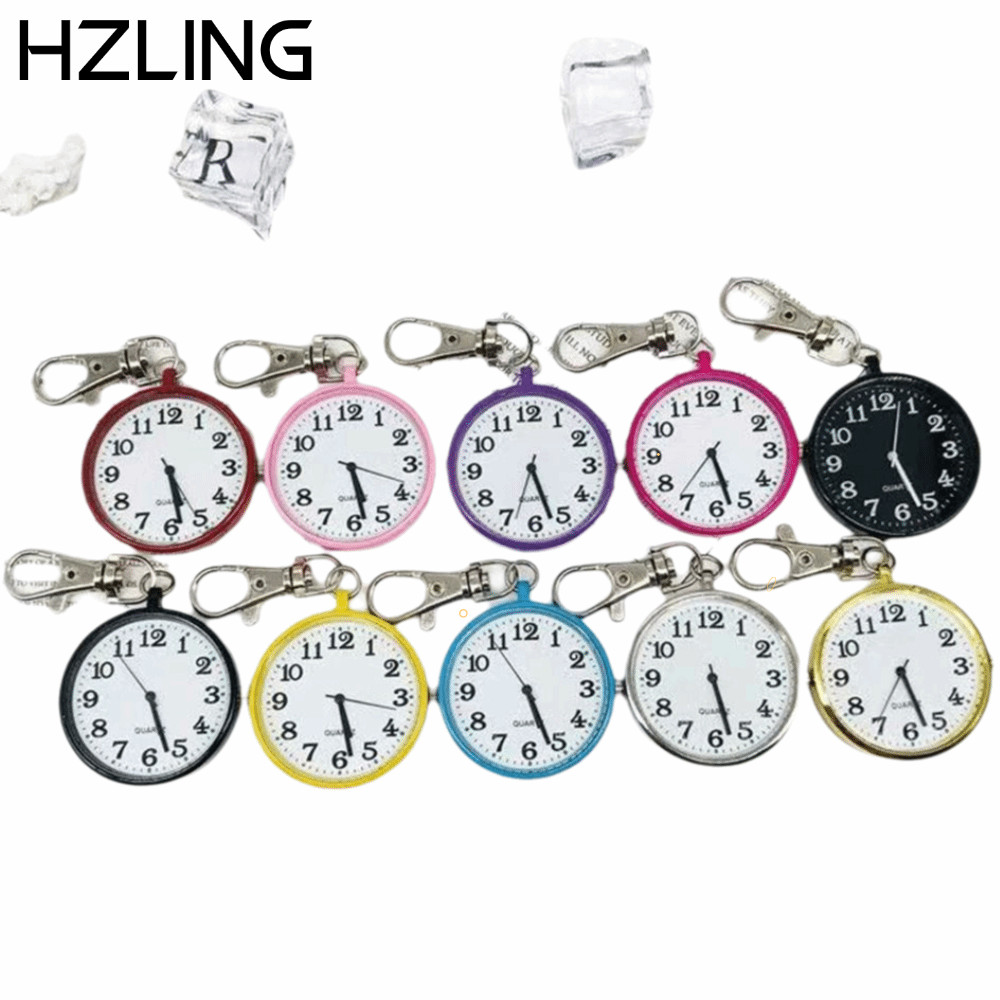 Đồng hồ treo HZLING, Móc khóa Đồng hồ bỏ túi thạch anh tròn nhỏ, Chấm phát sáng di động Mặt số lớn Thiết kế tối giản Đồng hồ bỏ túi cho y tá