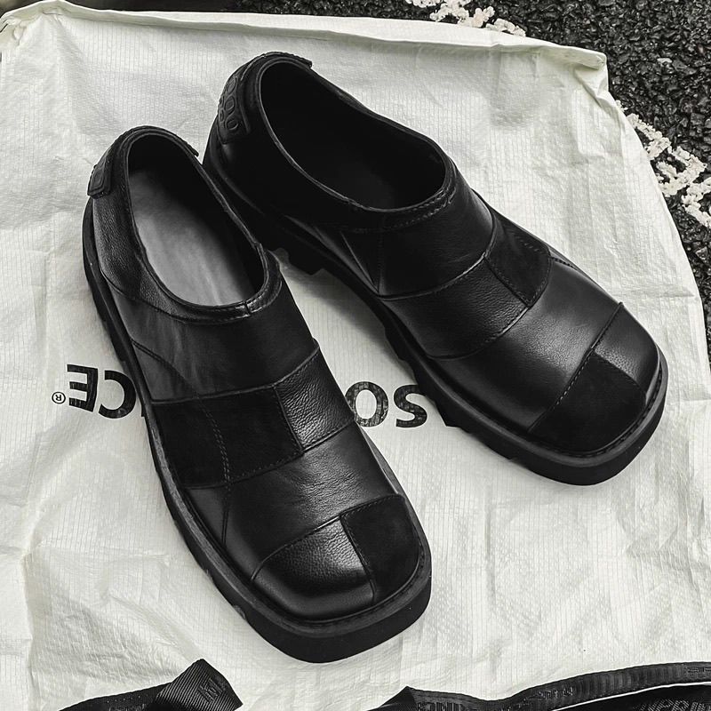 Niche Beggar Giày Da Đế Dày Cao Gót Cưới Mũi Vuông Nam