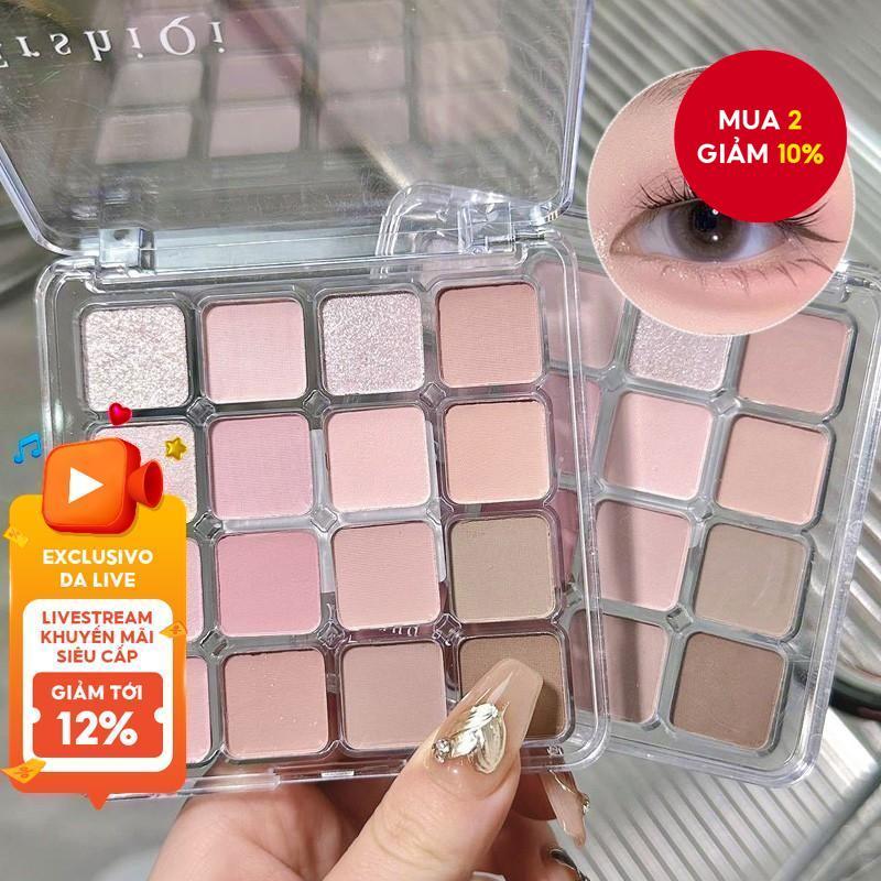 Ershiqi 16 Màu Phấn Mắt Ngọc Trai Mờ Sequins Flash Phấn Mắt Bảng Matte Pearl Không Bay Phấn Mắt Tran