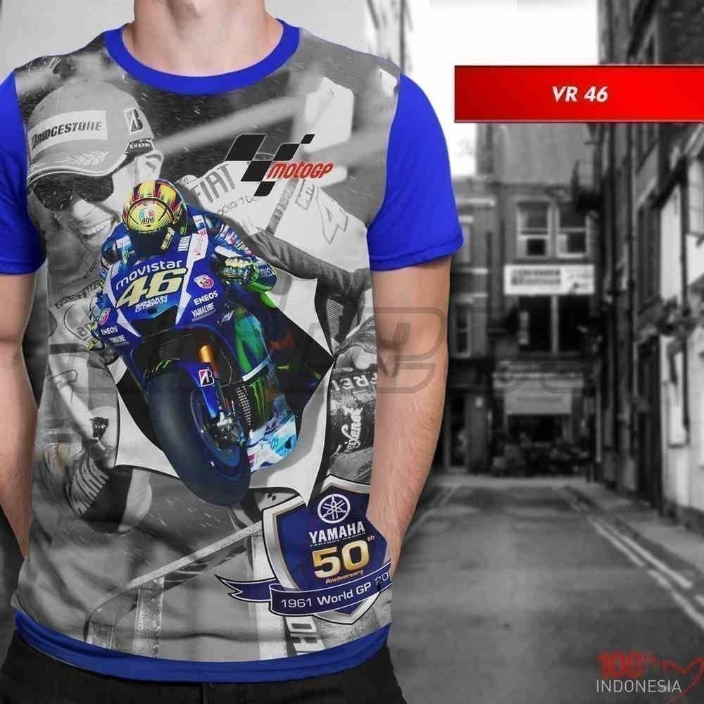 Thời trang 2025 3d Fullprint Distro Áo thun Motogp Valentino Rossi Vr46- Fullprint Distro Áo thun