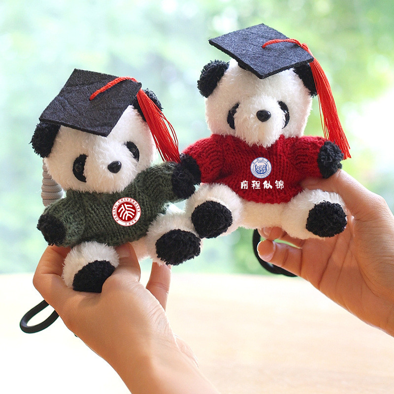 Red Panda Pendant Doctoral Hat Panda Plush Toy
