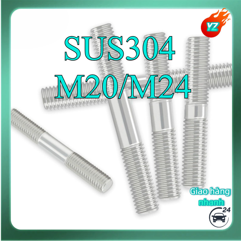 Bulong 2 đầu ren, Guzong Inox 304 M20 / M24 [HN-MB-1]