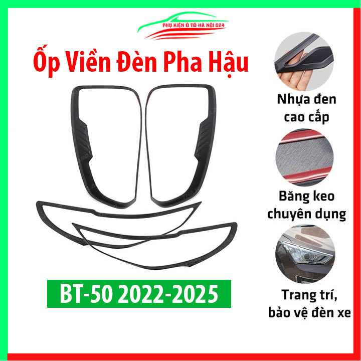 Ốp viền đèn pha hậu nhựa đen Mazda BT50 BT-50 2022-2025