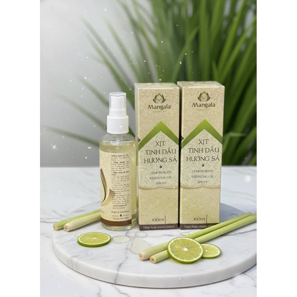 Xịt tinh dầu hương sả - 100ml - Mangala - ĐUỔI MUỖI, THƠM NHÀ