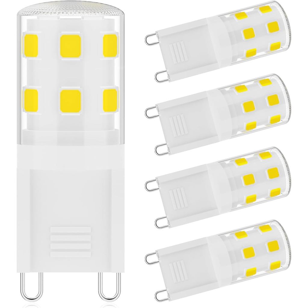 Bóng Đèn LED G9 2W, Bóng Đèn Halogen 25W Tương đương 250LM, Đế Bi-Pin 120V Mini T4 G9 6000K Trắng Án