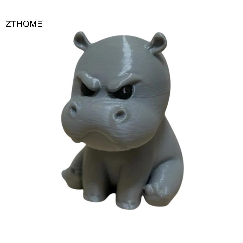 Tượng Hippo nhỏ tức giận in 3D ZTHOME, Tượng Pygmy Hippo, Tượng Hippo dễ thương cho bé, Tượng Hippo 