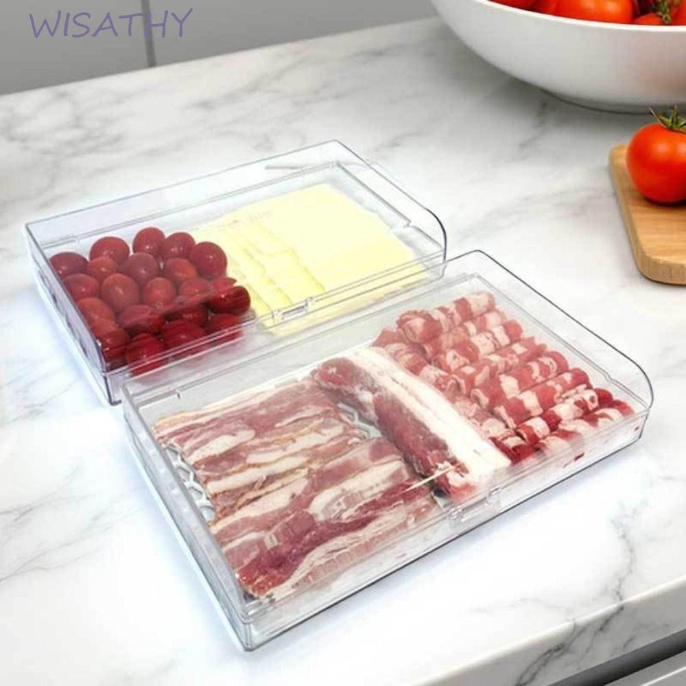 Hộp Bảo Quản Thịt WISHY, Hộp Đựng Thịt Nướng Dung Tích Lớn Bằng Nhựa, Nắp Trong Suốt Bền Có Lưỡi Giữ