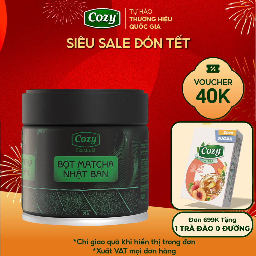 [VOUCHER 40K] Bột Matcha Nhật Bản Cozy Premium, Matcha Pha Latte, Đậm Vị Umami, Vị Chát Dịu Hậu Ngọt