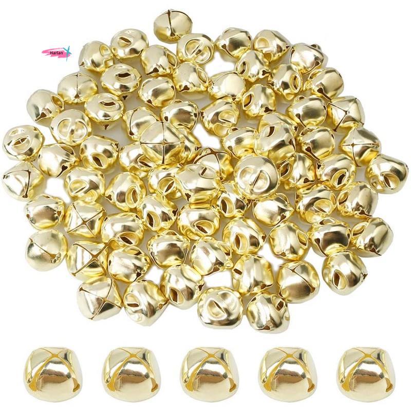 100 Miếng Chuông Jingle, Chuông Jingle Kim Loại 15 Mm Mini Thủ Công Chuông Hạt Cho DIY Vàng