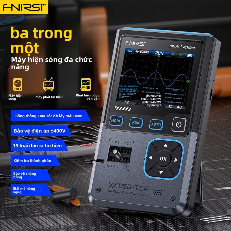 [Chống cháy ba trong một · Dải rộng 10M] Tích hợp nguồn tín hiệu kiểm tra Transistor FNIRSI DSO-TC4