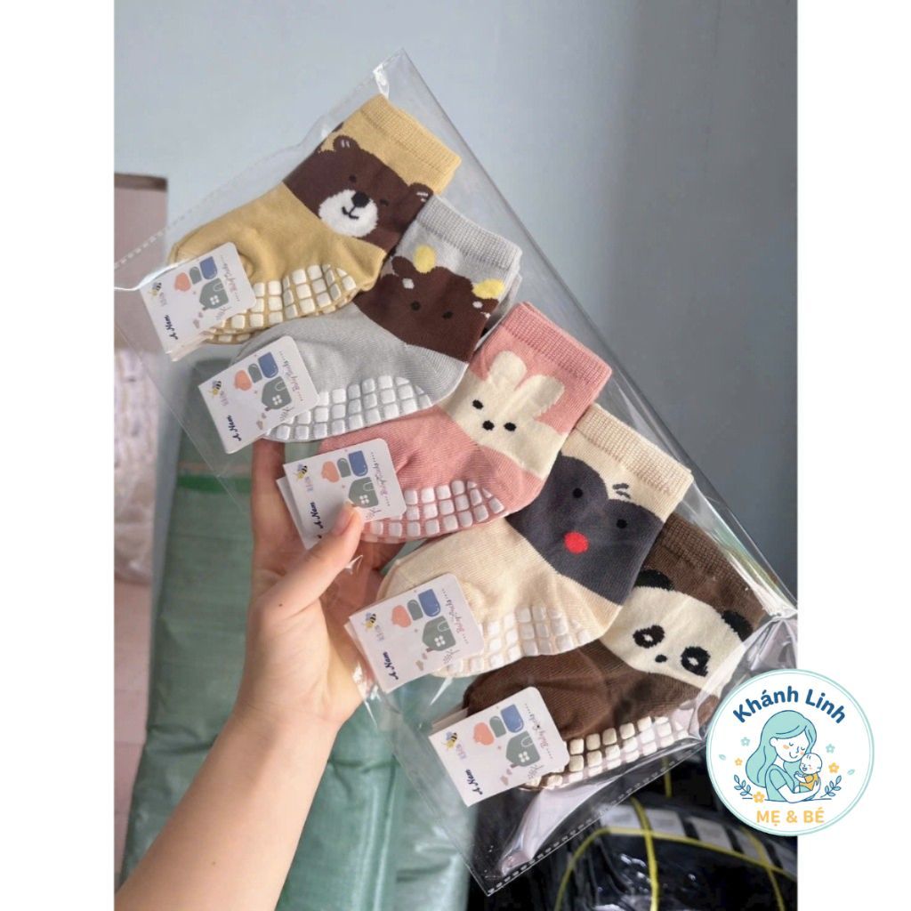Combo 5-10 Đôi Tất Chống Trơn Trượt Cho Bé Cổ Cao Babico Họa Tiết Hình Thú Cho Bé 1-4 Tuổi