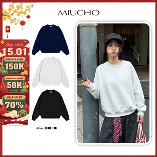  Áo Sweater nữ trơn form boxy Miucho nỉ 2 da dày dặn thoáng mát thấm hút mồ hôi tốt ST00052 
