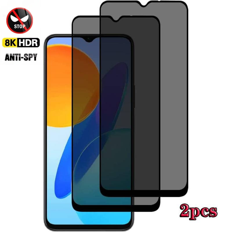 2 Chiếc Bảo Vệ Màn Hình Cho Blackview Wave Màu Cá Mập 8C 8 6C 9 Chống Gián Điệp Riêng Tư Đen Cạnh Kí