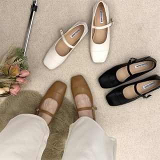 [Lamode] Mùa Xuân Thu 2025 Pháp Retro Bà Giày Đế Bằng Mary Jane Giày Đơn Nữ Miệng Nông Giày Da Nhỏ
