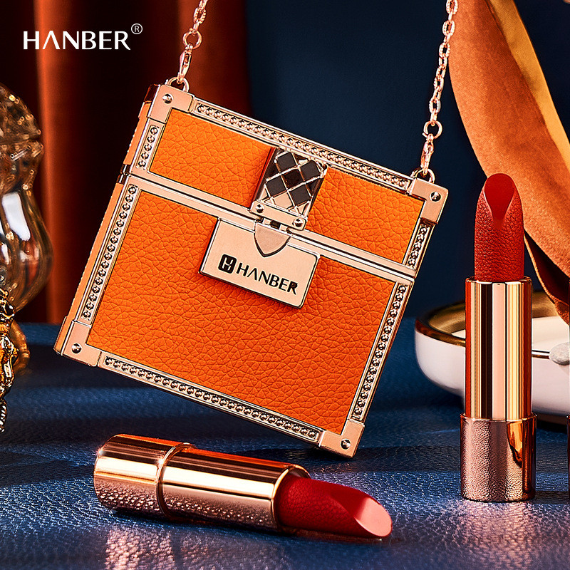 Han Belle Túi Cam Sang Trọng Son Môi Nhung Matte Matte Dưỡng Ẩm Bộ Ba Mảnh 1.4