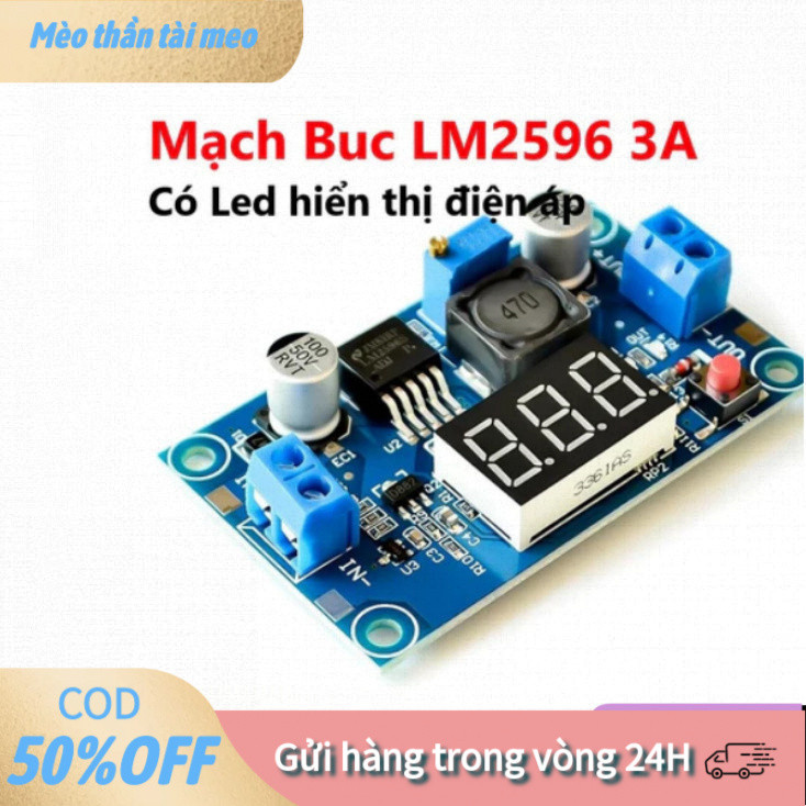 【tài】 Mô-đun Giảm Áp LM2596 – DC-DC Buck Converter, Dòng Ra 3A, LED Hiển Thị Rõ