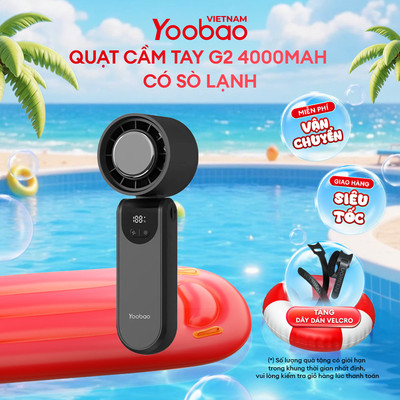 Quạt Yoobao G2 4000mAh | 8W | 100 cấp độ gió | Màn hình LED | Bảo hành 12 tháng