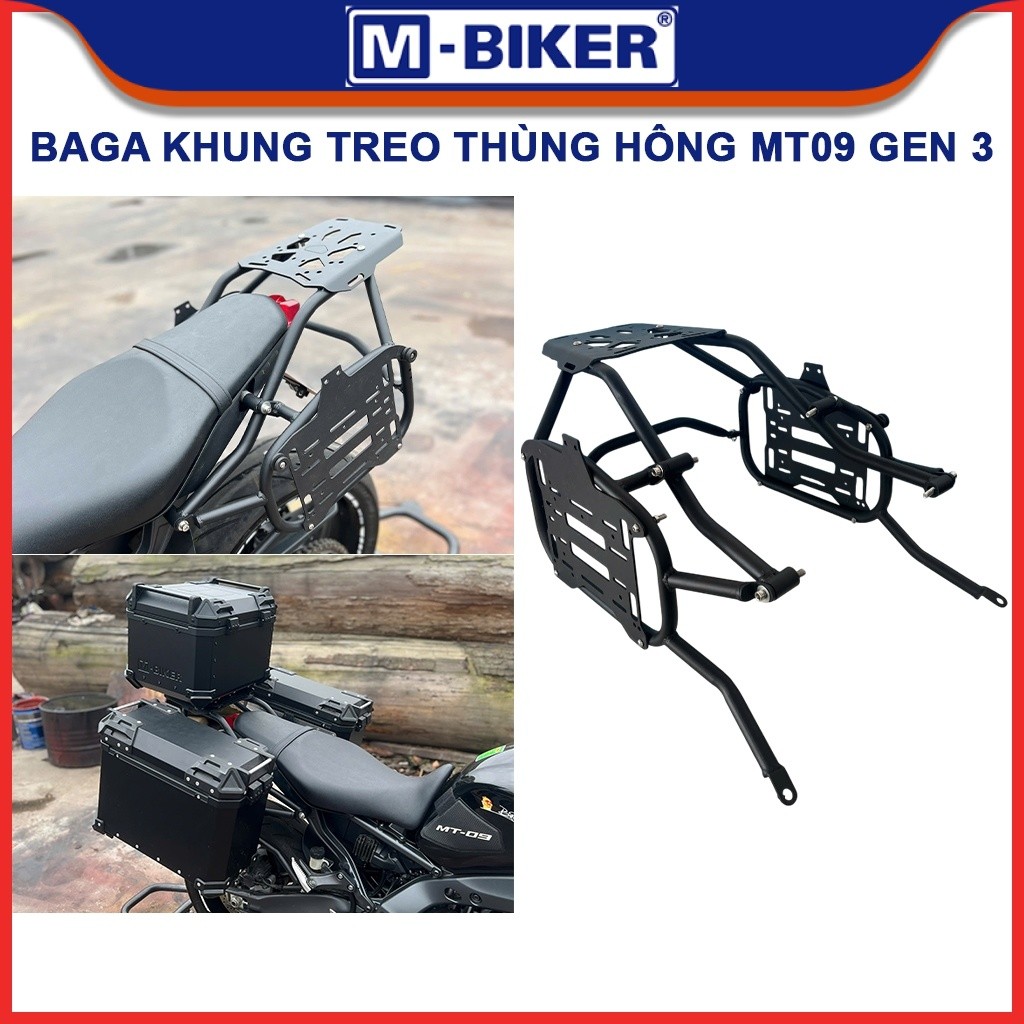Baga MT09 Gen 3, Baga gắn thùng hông MT09, Bộ baga gắn 3 thùng cho Yamaha MT09 Gen 3
