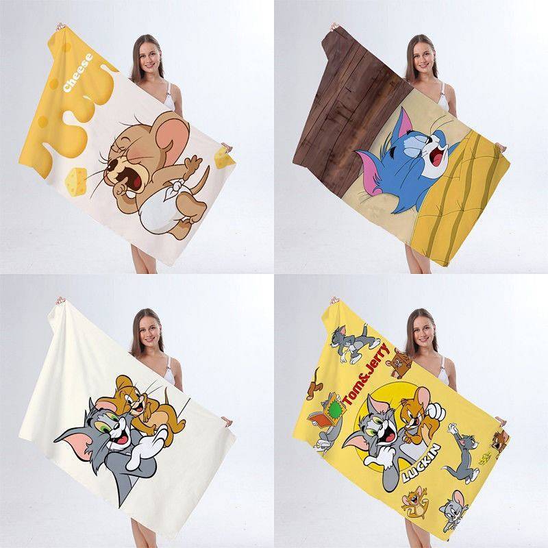 Cat and Mouse Towel Cute Bath Towel Outdoor Running Swimming Quick-Drying Bath Towel HD2Z