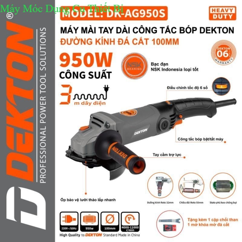 Máy mài có điều tốc Dekton AG950S 950W bạc đạn NSK nhật MÁY MÓC TB