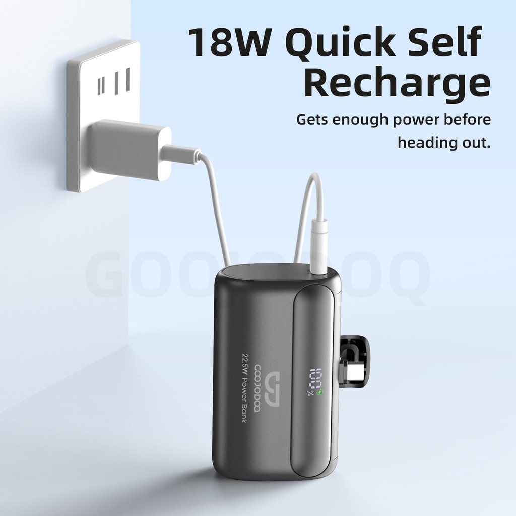 Pin dự phòng GOOJODOQ 10000mAh với sạc siêu nhanh 22.5W, tích hợp giao diện Light-ning và USB-C, cùng màn hình LED | BigBuy360 - bigbuy360.vn