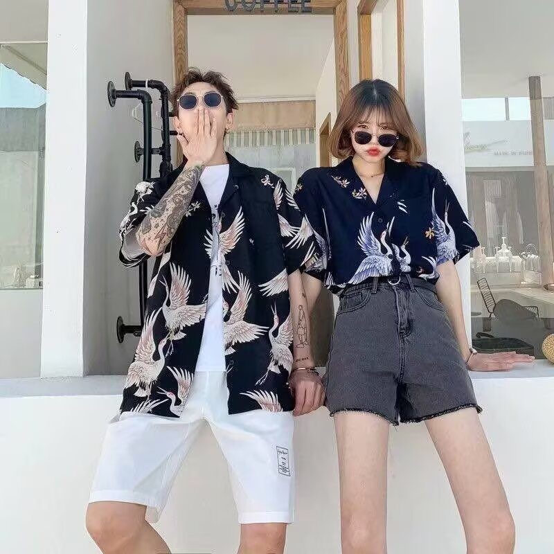 Áo sơ mi nam nữ style vintage phương đông và Y2K, phù hợp dạo phố mùa hè