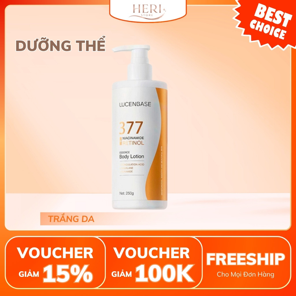 Kem Dưỡng Thể 377 Lucenbase Niacinamide Retinol Body Lotion 250ml  Heri Skin