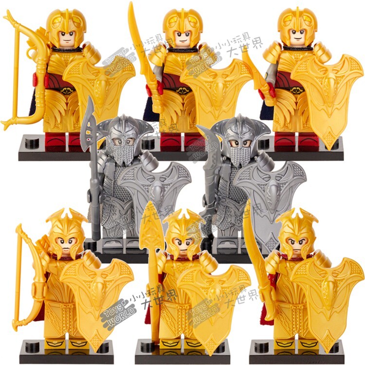 Magic Ring King Secret Silver Secret Lin Elf Guard Warrior Khối xây dựng lắp ráp Đồ chơi mô hình nhỏ