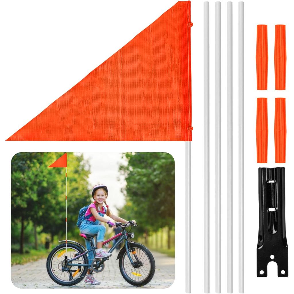 Cờ an toàn xe đạp màu cam chống nước, dễ điều chỉnh, phù hợp cho xe đạp và xe kéo