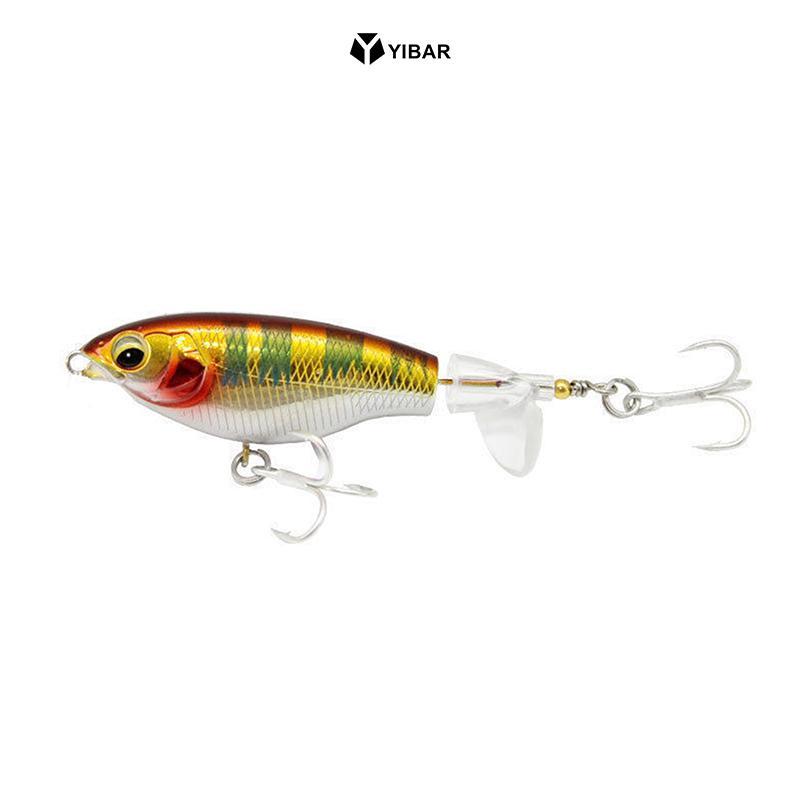 YIBAR Mồi Câu Cá Poper Trên Mặt Nước 7.5cm 6.5g - Dễ Xoay với Đuôi Mềm