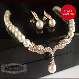  Bộ 2 Món Ngọc Trai Bộ Trang Sức Phong Cách Hàn Quốc Hoa Bộ Trang Sức Nữ Thanh Lịch Giả Ngọc Trai Vòng Cổ Bông Tai Vòng Tay Nhẫn Bộ Trang Sức Cưới Châu Âu Mỹ Phong Cách Mới Món Quà Trang Sức 