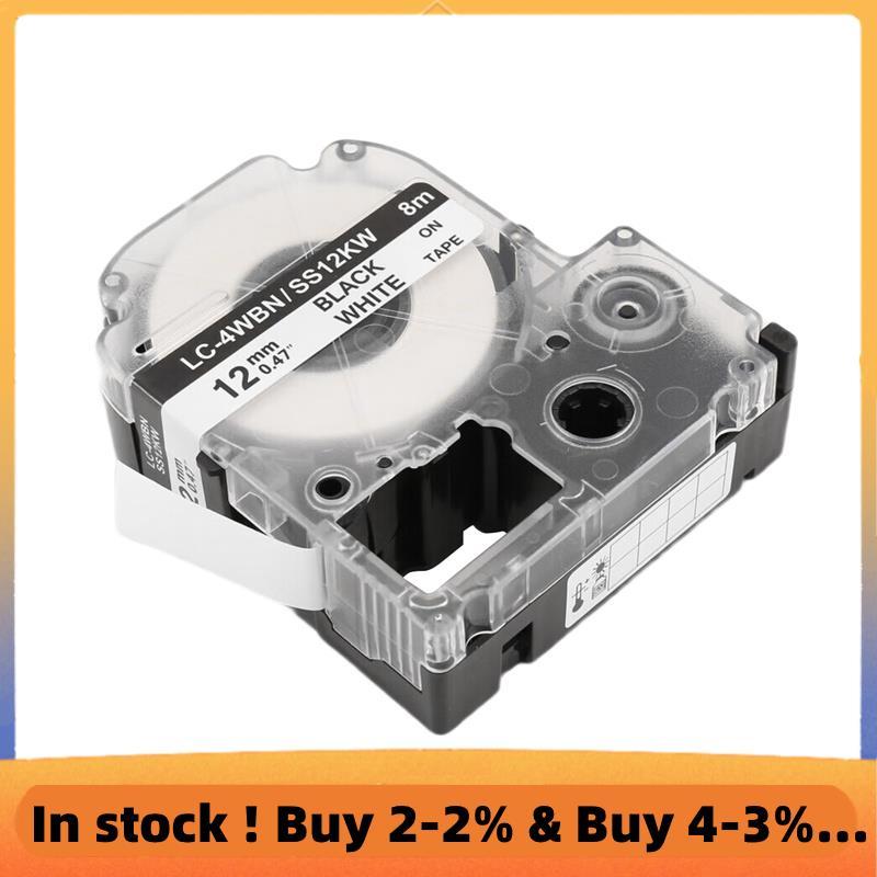 5 Gói Thay Thế -4WBN LC-4WBN9 (SS12KW) Băng Nhãn Cho LabelWorks LW300 LW400 LW500 LW700 Đen Trên Trắ