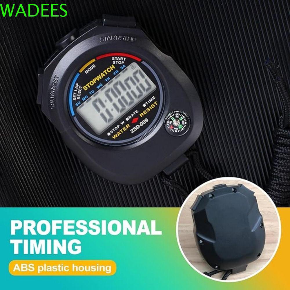 Đồng hồ bấm giờ thể thao WADEES, Đồng hồ bấm giờ kỹ thuật số điện tử chống nước màn hình lớn, Dễ sử 