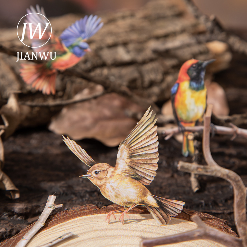 JIANWU Chim Trong Rừng Series Vintage Chim Nhánh Vật Liệu Phong Cảnh Cắt Dán Sáng Tạo DIY Tạp Chí Vă