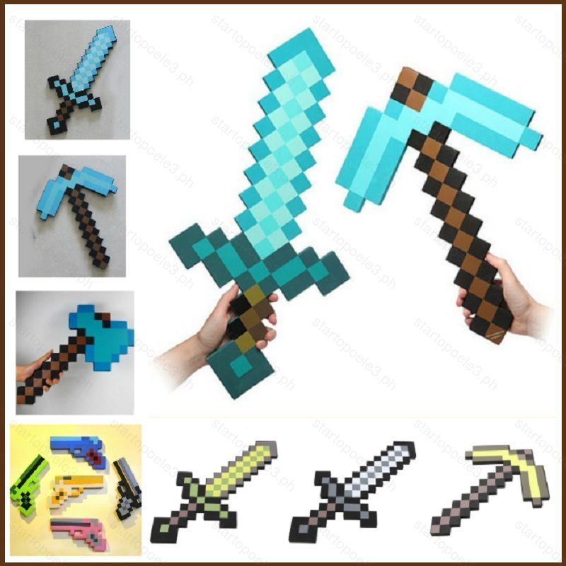 ST3 Trò Chơi Minecraft Cosplay Chống Đỡ Eva Foam Steve Creeper Kim Cương Chọn Trục Súng Hamaxe Thanh