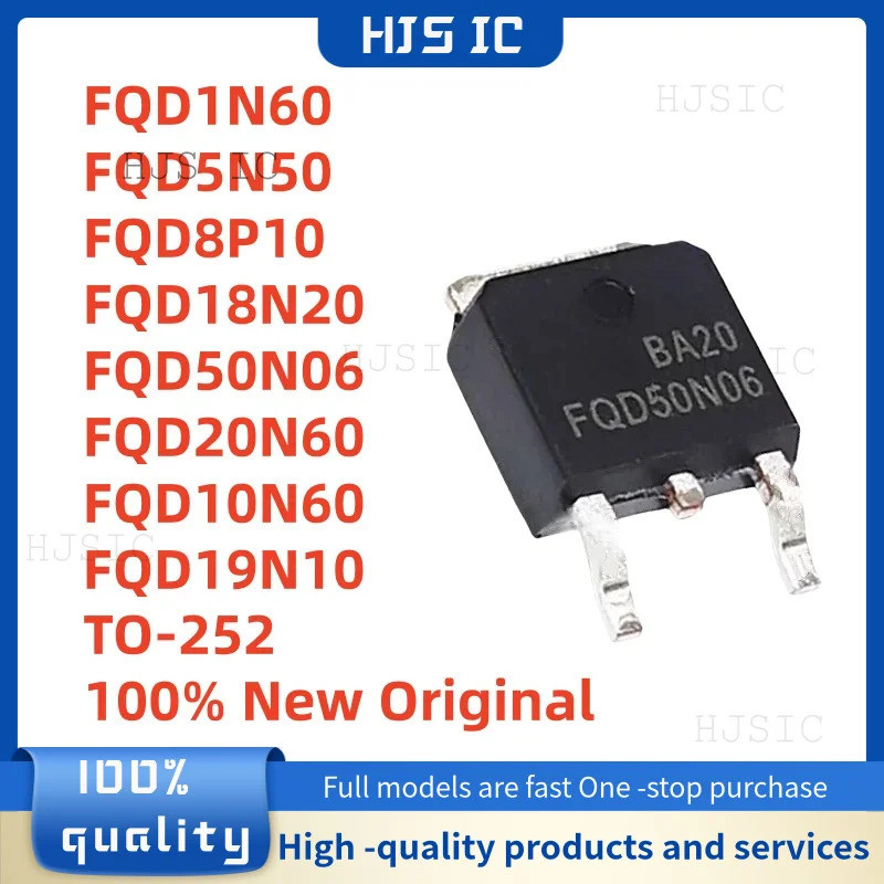 5 Chiếc FQD1N60 FQD5N50 FQD8P10 FQD18N20 FQD50N06 FQD20N60 FQD10N60 FQD19N10 TO-252 Hiệu Ứng Trường 