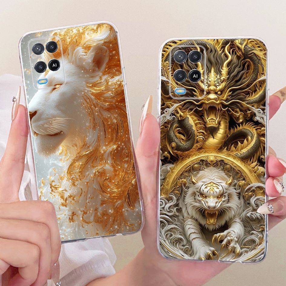 Dành Cho OPPO A54 Ốp Lưng Họa Tiết Rồng Sang Trọng Trong Suốt Vỏ Điện Thoại Silicon Mềm Cho OPPO A54