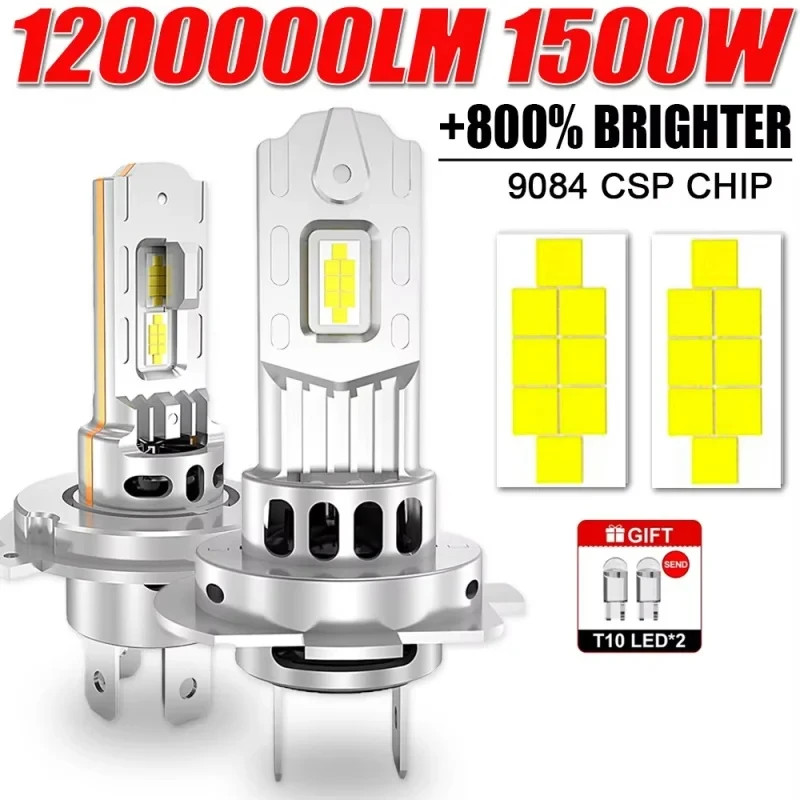 H7 Đèn Pha H4 Bi Bóng Đèn LED Cho Ô Tô CANBUS 6500K 1500W Công Suất Cao Tự Động Đèn Mini Không Dây T