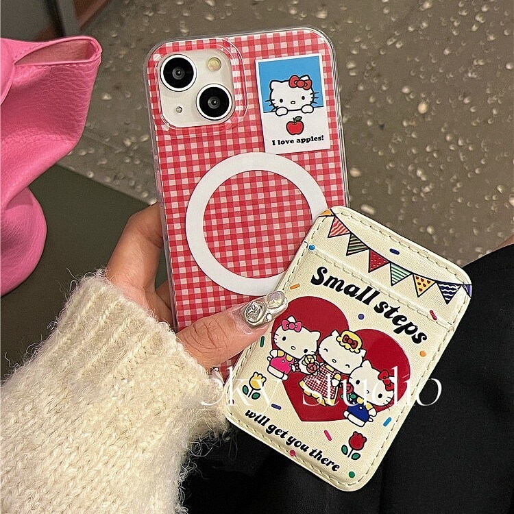 Hộp đựng thẻ từ tính hình mèo kẻ sọc hợp thời trang Thích hợp cho Xiaomi 14Ultra / 13 Vỏ điện thoại 