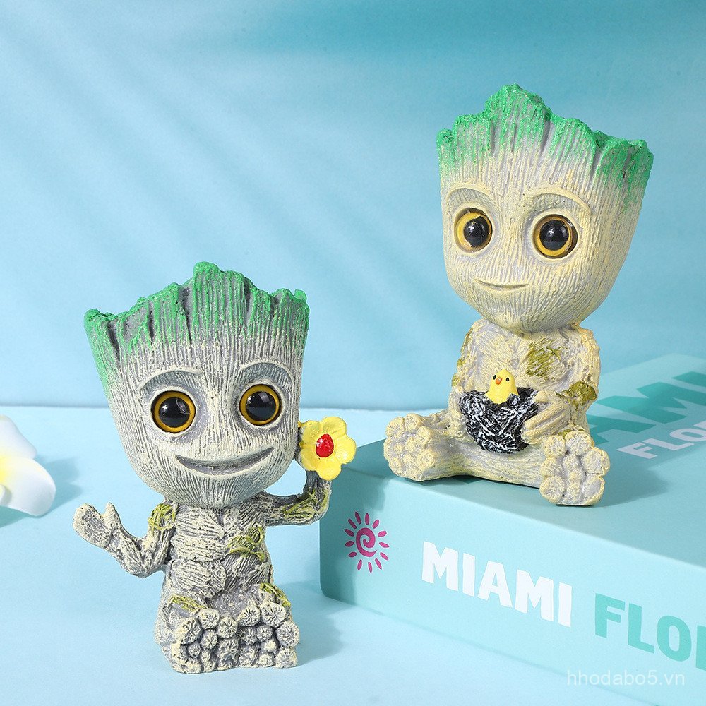 Bể Cá Cảnh Quan Micro Cảnh Quan Ngồi Tư Thế Cây Nhỏ Người Nhựa Trang Trí Bể Cá Groot Anime Mẫu Trang
