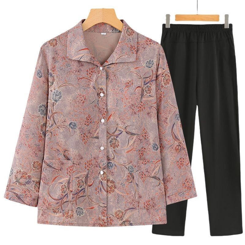 Người Cao Tuổi Trung Niên Quần Áo Nữ Bà Mùa Hè Quần Áo Sơ Mi Bà Già 60 Áo Sơ Mi 70 Người Cao Tuổi Tr