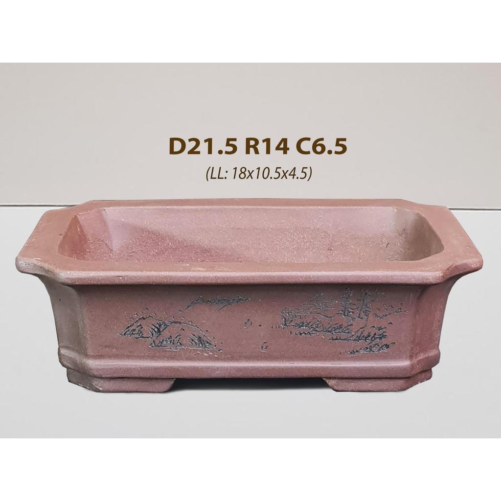 Ang chữ nhật tử sa gốm tàu cao cấp CPD1032, Kích thước 21.5x14x6.5cm lọt lòng 18x10x4.5cm, chậu bons