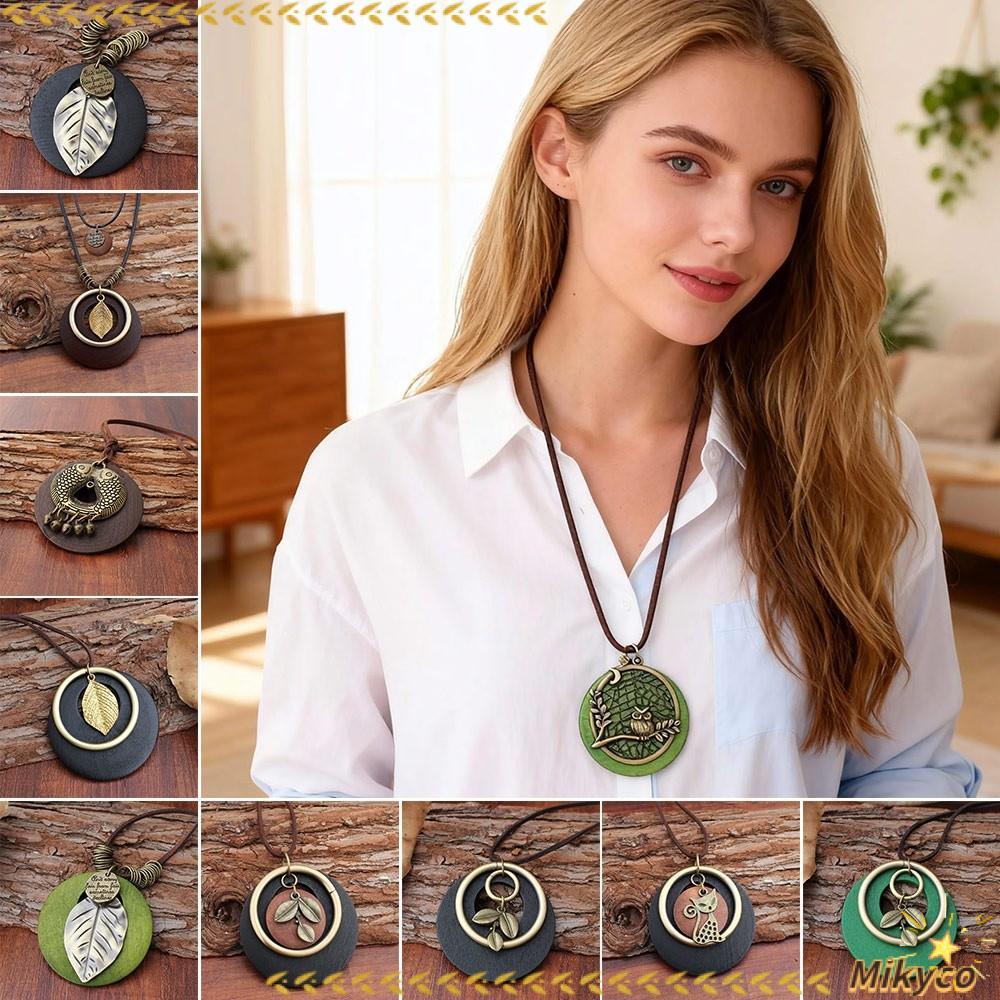 Vòng cổ gỗ và da style boho, phù hợp nam giới