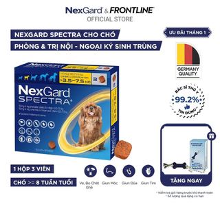   FREE QUÀ TẶNG  NexGard SPECTRA - Viên nhai mềm phòng nội,ngoại ký sinh trùng dành cho Chó size S  3.5-7.5kg  