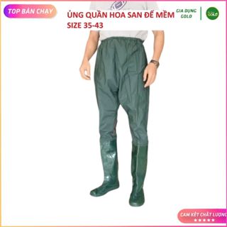 Ủng quần 2 LỚP lội nước đến bụng Hoa San size 35-43 đế mềm màu xanh, quần ủng bảo hộ lao động, ủng lội nước
