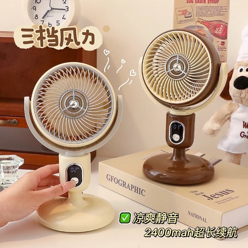 New Product#Desktop Fan Small Dormitory Office Desktop Large Wind usb Rechargeable Silent Handheld M
