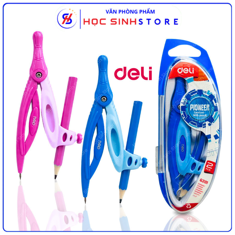 Compass G20102 Hiệu Deli Thiết Kế Chắc Chắn, Chất Liệu Nhựa Cao Cấp, Màu Nam & Nữ - VPP HỌC SINH STO