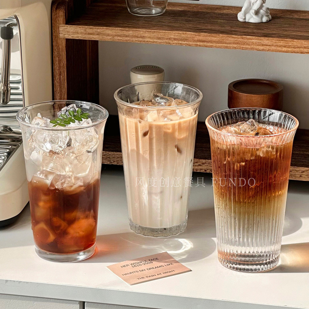 Hàng sẵn có Retro Glass Ice American Coffee Cup Influencer Restaurant Latte Cup Cold Drink Ice Ball 