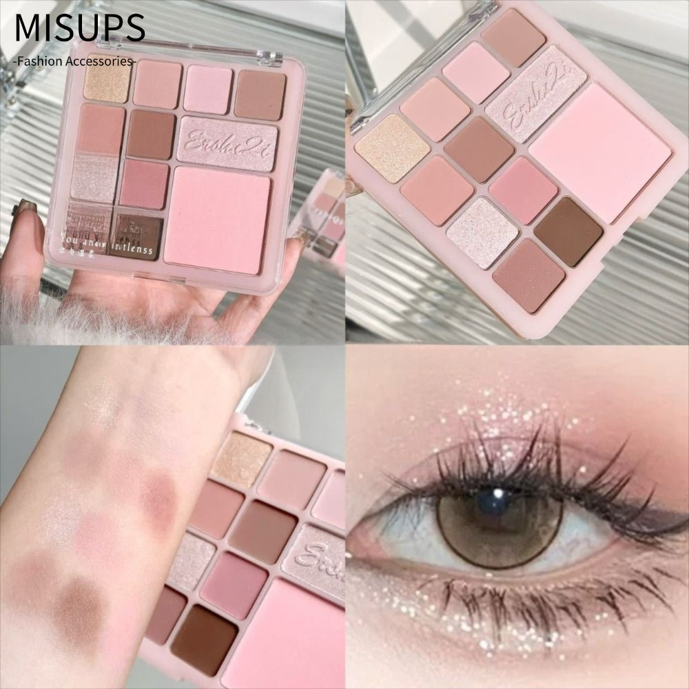 Bảng phấn mắt MISUPS, Bảng phấn mắt mờ lâu trôi màu Nude, Dụng cụ trang điểm mắt 16 màu Phấn mắt bé 