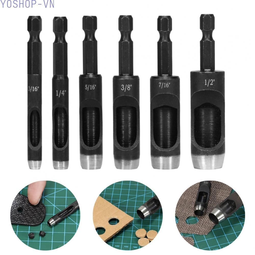 [Ysp]Premium Leather Craft Hollow Hole Punch Set For Electric Drill Attachment